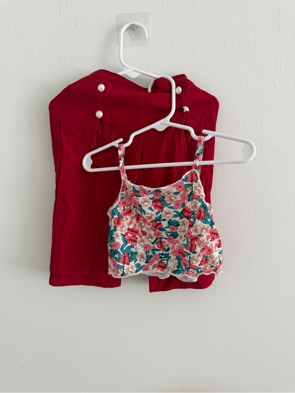 Others Follow Red Cardigan with Multicolor Floral Tank